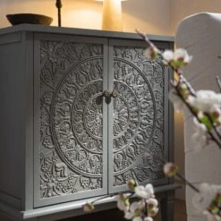 Chantilly Mid Grey Carved Small Sideboard -Daals XXCAB 017 GREY scene4