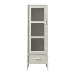 Elstowe Faux Bamboo And Fluted Glass 1-Door Cabinet, Shaded White 26 Elstowe Faux Bamboo And Fluted Glass 1-Door Cabinet, Shaded White -Daals XXCAB 067 BEIGE WB1