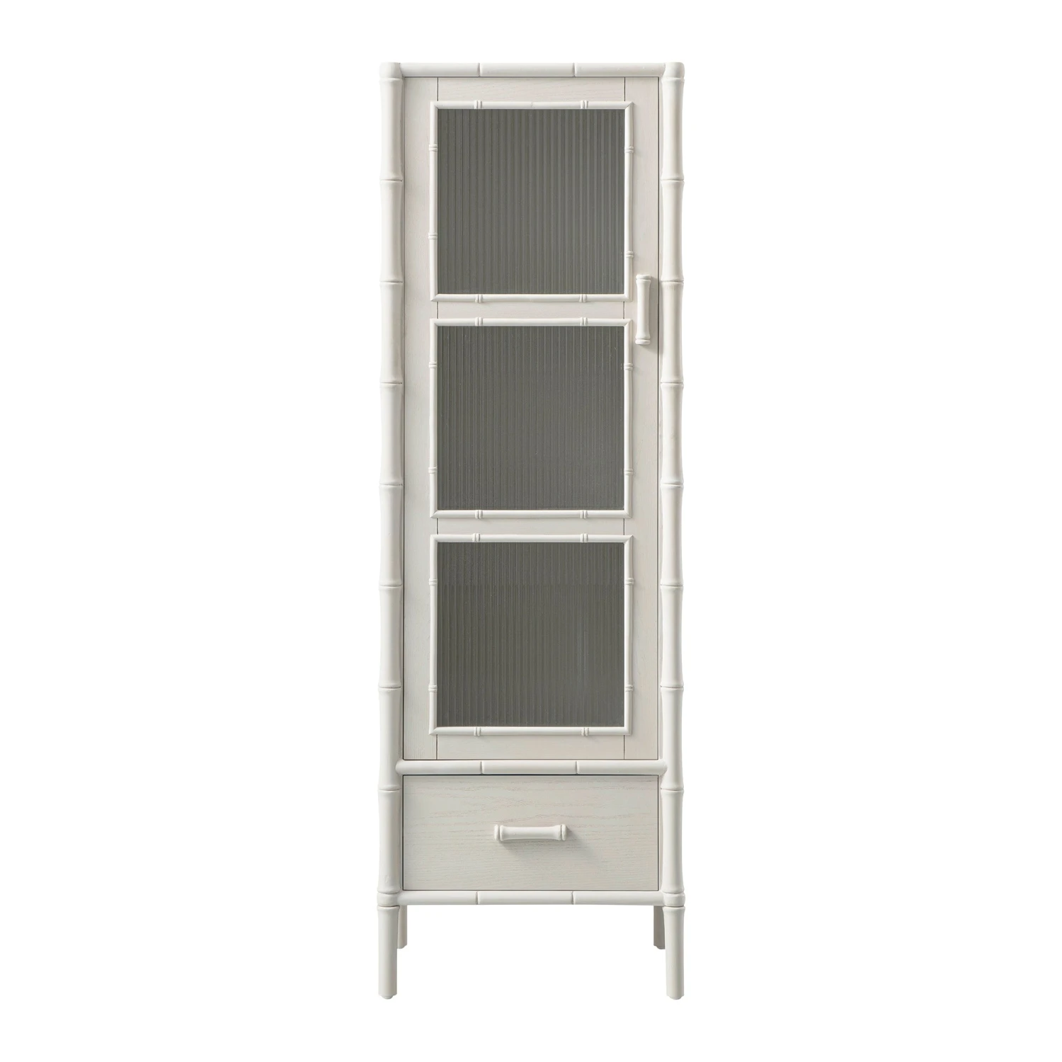 Elstowe Faux Bamboo And Fluted Glass 1-Door Cabinet, Shaded White 9 Elstowe Faux Bamboo And Fluted Glass 1-Door Cabinet, Shaded White - Image 9