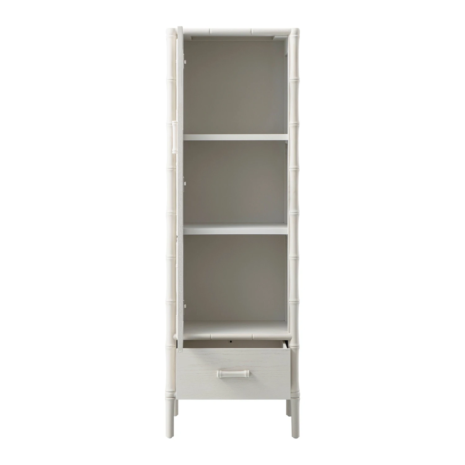 Elstowe Faux Bamboo And Fluted Glass 1-Door Cabinet, Shaded White 13 Elstowe Faux Bamboo And Fluted Glass 1-Door Cabinet, Shaded White - Image 13