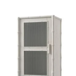 Elstowe Faux Bamboo And Fluted Glass 1-Door Cabinet, Shaded White 33 Elstowe Faux Bamboo And Fluted Glass 1-Door Cabinet, Shaded White -Daals XXCAB 067 BEIGE detail1