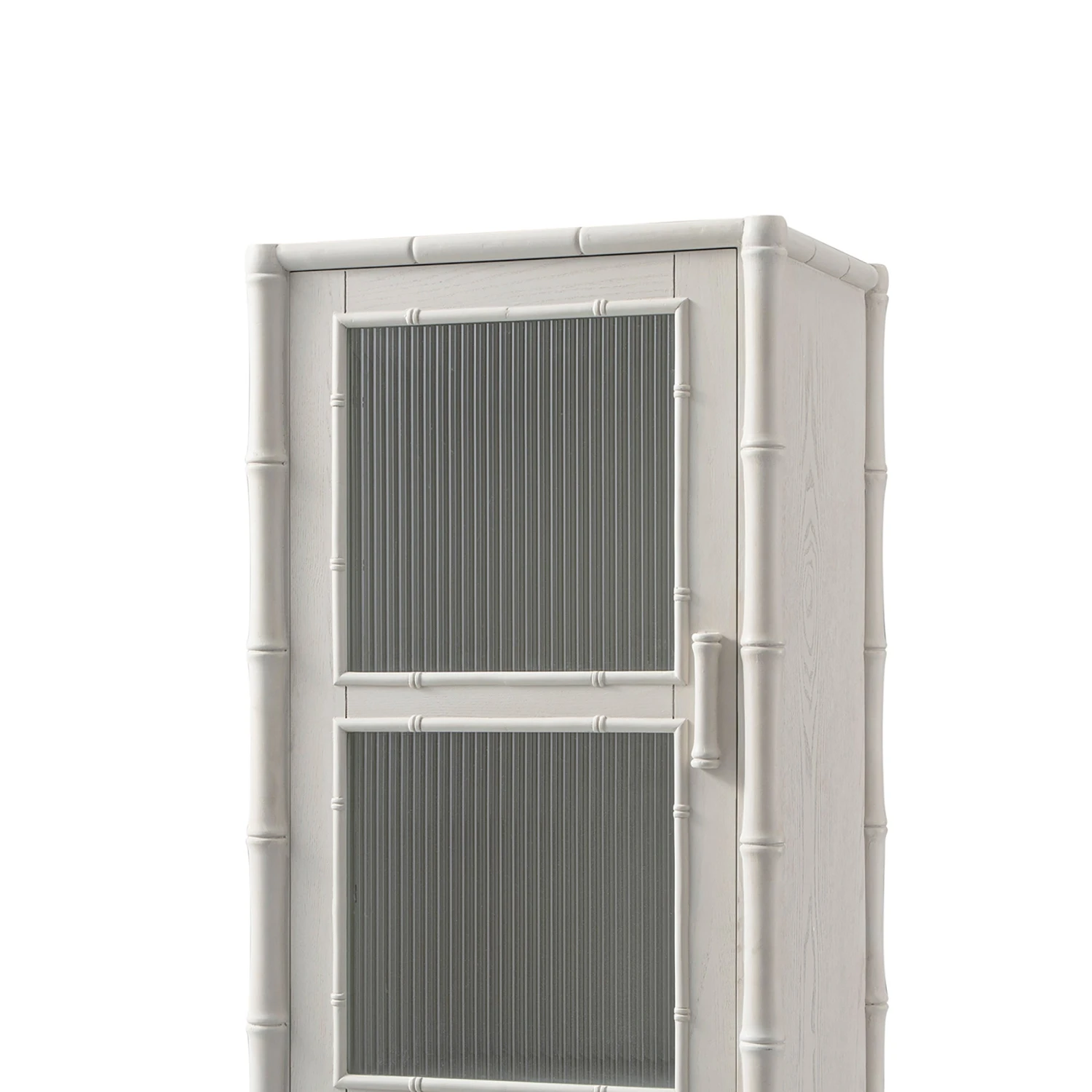 Elstowe Faux Bamboo And Fluted Glass 1-Door Cabinet, Shaded White 16 Elstowe Faux Bamboo And Fluted Glass 1-Door Cabinet, Shaded White - Image 16