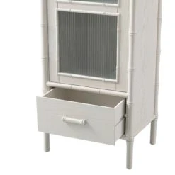 Elstowe Faux Bamboo And Fluted Glass 1-Door Cabinet, Shaded White 35 Elstowe Faux Bamboo And Fluted Glass 1-Door Cabinet, Shaded White -Daals XXCAB 067 BEIGE detail3