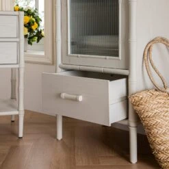 Elstowe Faux Bamboo And Fluted Glass 1-Door Cabinet, Shaded White 24 Elstowe Faux Bamboo And Fluted Glass 1-Door Cabinet, Shaded White -Daals XXCAB 067 BEIGE scene6