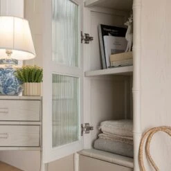 Elstowe Faux Bamboo And Fluted Glass 1-Door Cabinet, Shaded White 25 Elstowe Faux Bamboo And Fluted Glass 1-Door Cabinet, Shaded White -Daals XXCAB 067 BEIGE scene7