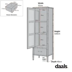 Elstowe Faux Bamboo And Fluted Glass 1-Door Cabinet, Shaded White 28 Elstowe Faux Bamboo And Fluted Glass 1-Door Cabinet, Shaded White -Daals XXCAB 067 CHART 1