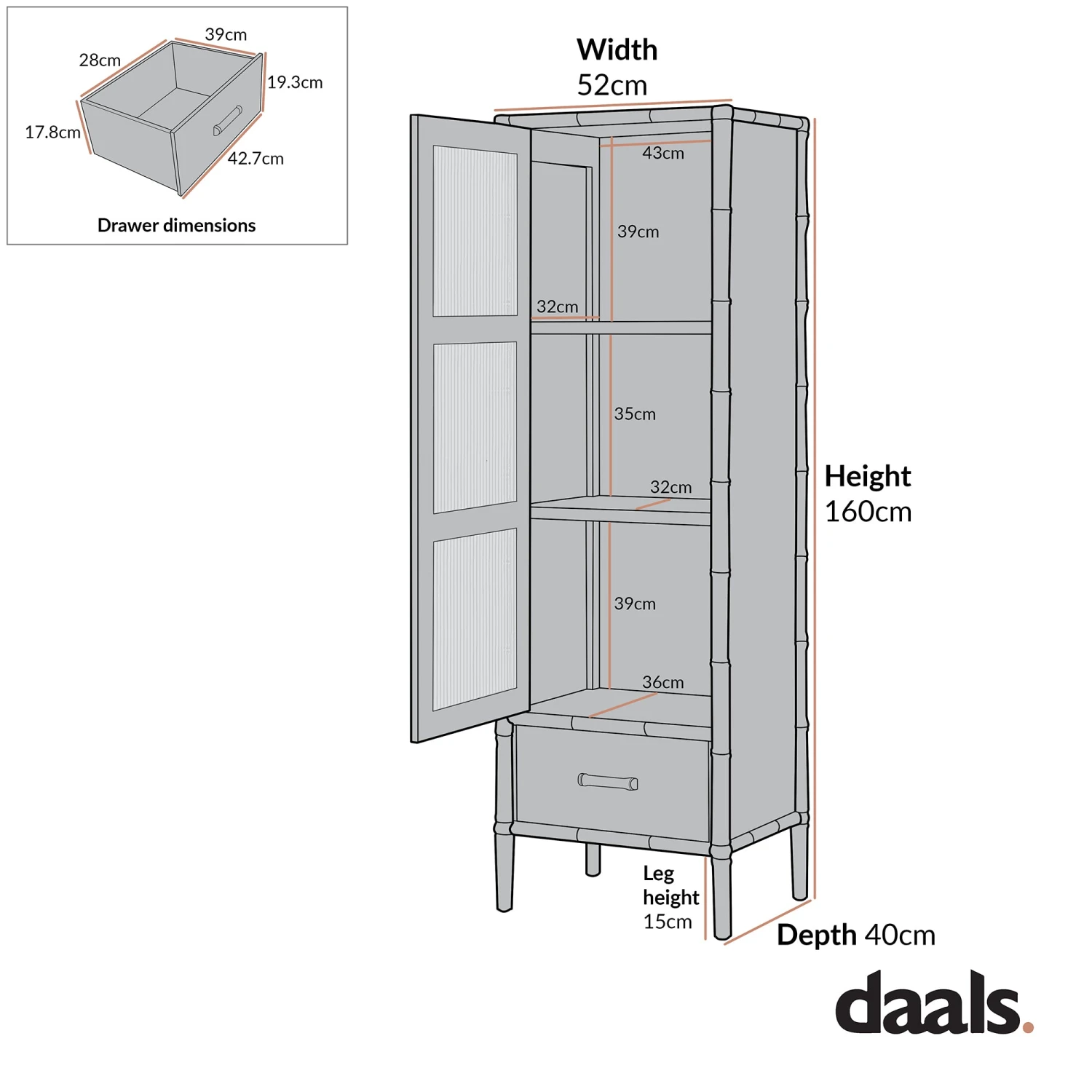 Elstowe Faux Bamboo And Fluted Glass 1-Door Cabinet, Warm Grey 10 Elstowe Faux Bamboo And Fluted Glass 1-Door Cabinet, Warm Grey - Image 10