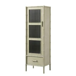Elstowe Faux Bamboo And Fluted Glass 1-Door Cabinet, Sage Green 25 Elstowe Faux Bamboo And Fluted Glass 1-Door Cabinet, Sage Green -Daals XXCAB 067 GREEN WB2