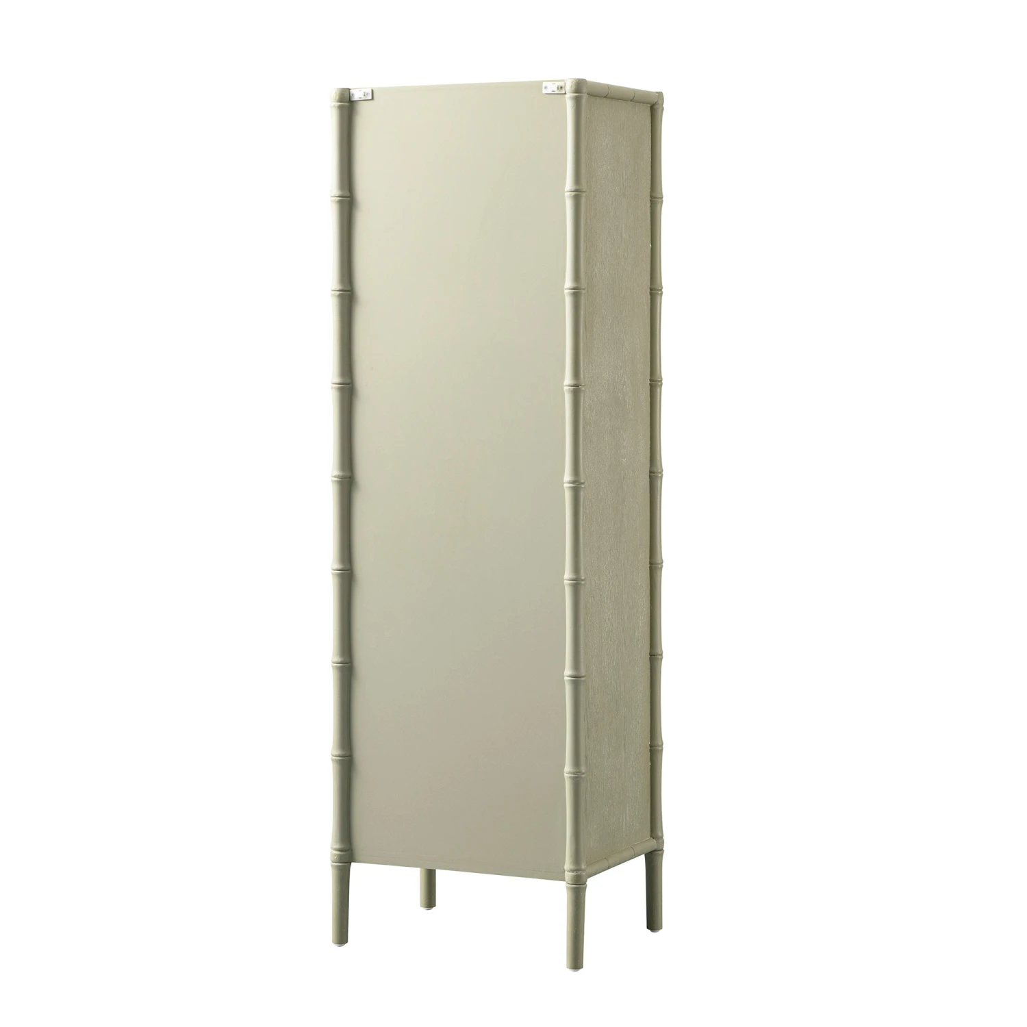Elstowe Faux Bamboo And Fluted Glass 1-Door Cabinet, Sage Green 14 Elstowe Faux Bamboo And Fluted Glass 1-Door Cabinet, Sage Green - Image 14