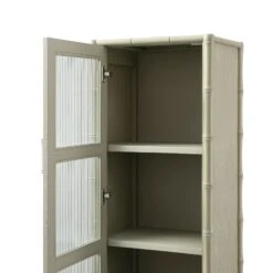 Elstowe Faux Bamboo And Fluted Glass 1-Door Cabinet, Sage Green 32 Elstowe Faux Bamboo And Fluted Glass 1-Door Cabinet, Sage Green -Daals XXCAB 067 GREEN detail2