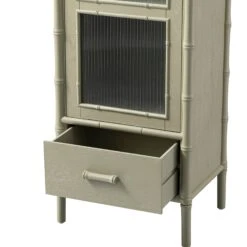 Elstowe Faux Bamboo And Fluted Glass 1-Door Cabinet, Sage Green 33 Elstowe Faux Bamboo And Fluted Glass 1-Door Cabinet, Sage Green -Daals XXCAB 067 GREEN detail3