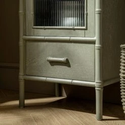 Elstowe Faux Bamboo And Fluted Glass 1-Door Cabinet, Sage Green 21 Elstowe Faux Bamboo And Fluted Glass 1-Door Cabinet, Sage Green -Daals XXCAB 067 GREEN scene4