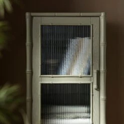 Elstowe Faux Bamboo And Fluted Glass 1-Door Cabinet, Sage Green 22 Elstowe Faux Bamboo And Fluted Glass 1-Door Cabinet, Sage Green -Daals XXCAB 067 GREEN scene5