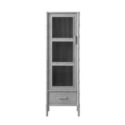 Elstowe Faux Bamboo And Fluted Glass 1-Door Cabinet, Warm Grey 24 Elstowe Faux Bamboo And Fluted Glass 1-Door Cabinet, Warm Grey -Daals XXCAB 067 GREY WB1