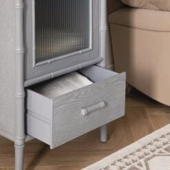Elstowe Faux Bamboo And Fluted Glass 1-Door Cabinet, Warm Grey 22 Elstowe Faux Bamboo And Fluted Glass 1-Door Cabinet, Warm Grey -Daals XXCAB 067 GREY scene5