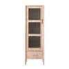 Elstowe Faux Bamboo And Fluted Glass 1-Door Cabinet, Nude Pink