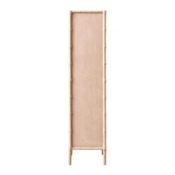 Elstowe Faux Bamboo And Fluted Glass 1-Door Cabinet, Nude Pink -Daals XXCAB 067 NUDE WB5