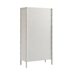 Elstowe Faux Bamboo And Fluted Glass 2-Door Cabinet, Shaded White -Daals XXCAB 069 BEIGE WB6