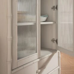 Elstowe Faux Bamboo And Fluted Glass 2-Door Cabinet, Shaded White -Daals XXCAB 069 BEIGE scene6