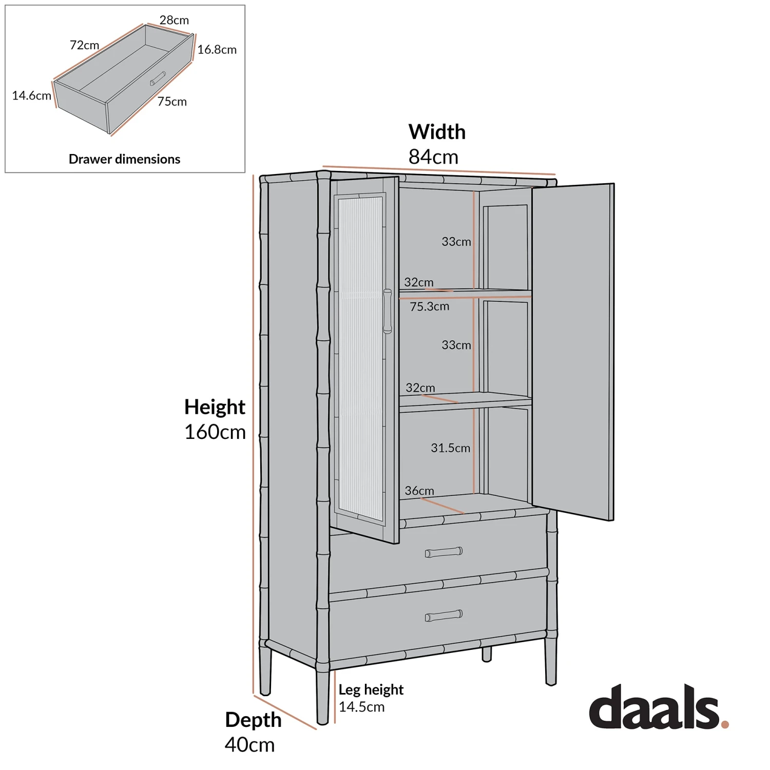 Elstowe Faux Bamboo And Fluted Glass 2-Door Cabinet, Warm Grey 11 Elstowe Faux Bamboo And Fluted Glass 2-Door Cabinet, Warm Grey - Image 11
