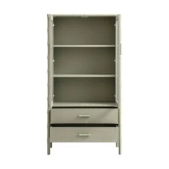 Elstowe Faux Bamboo And Fluted Glass 2-Door Cabinet, Sage Green 28 Elstowe Faux Bamboo And Fluted Glass 2-Door Cabinet, Sage Green -Daals XXCAB 069 GREEN WB4