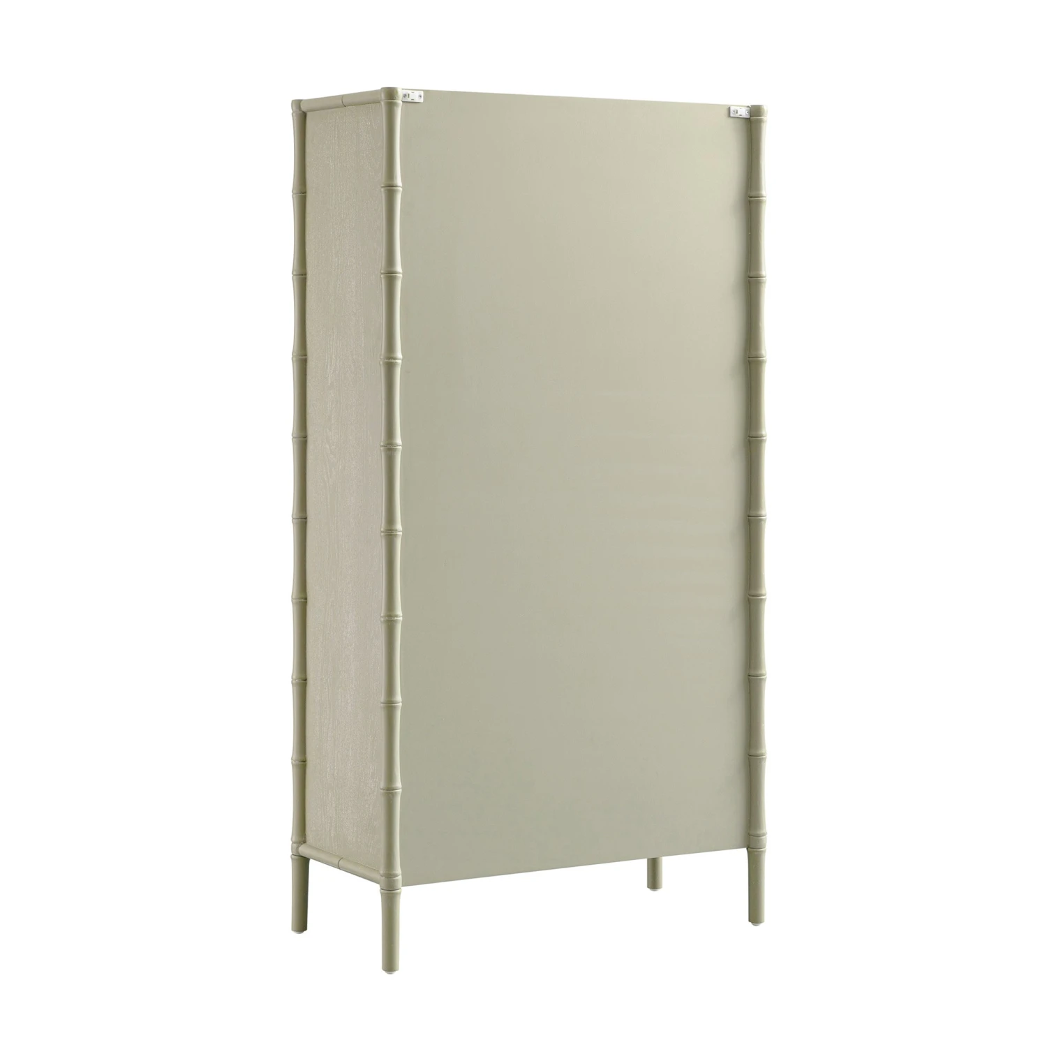 Elstowe Faux Bamboo And Fluted Glass 2-Door Cabinet, Sage Green 14 Elstowe Faux Bamboo And Fluted Glass 2-Door Cabinet, Sage Green - Image 14