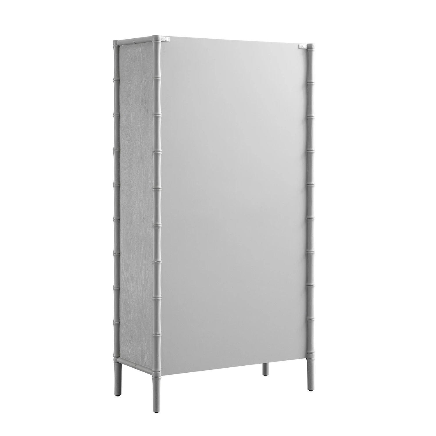 Elstowe Faux Bamboo And Fluted Glass 2-Door Cabinet, Warm Grey 15 Elstowe Faux Bamboo And Fluted Glass 2-Door Cabinet, Warm Grey - Image 15