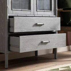 Elstowe Faux Bamboo And Fluted Glass 2-Door Cabinet, Warm Grey 24 Elstowe Faux Bamboo And Fluted Glass 2-Door Cabinet, Warm Grey -Daals XXCAB 069 GREY scene6