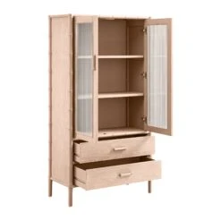 Elstowe Faux Bamboo And Fluted Glass 2-Door Cabinet, Nude Pink 28 Elstowe Faux Bamboo And Fluted Glass 2-Door Cabinet, Nude Pink -Daals XXCAB 069 NUDE WB3