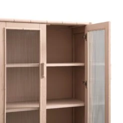 Elstowe Faux Bamboo And Fluted Glass 2-Door Cabinet, Nude Pink 32 Elstowe Faux Bamboo And Fluted Glass 2-Door Cabinet, Nude Pink -Daals XXCAB 069 NUDE detail1