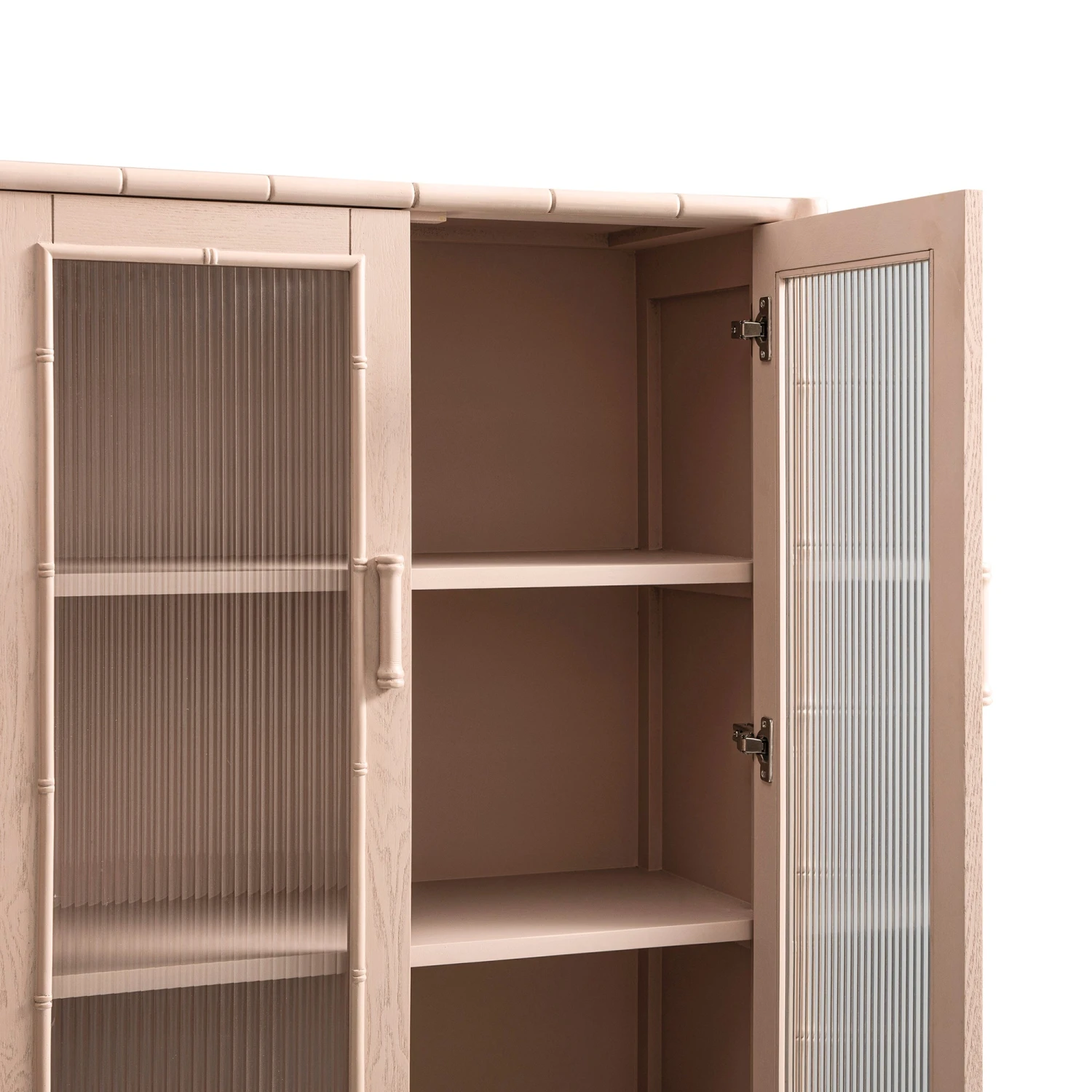 Elstowe Faux Bamboo And Fluted Glass 2-Door Cabinet, Nude Pink 16 Elstowe Faux Bamboo And Fluted Glass 2-Door Cabinet, Nude Pink - Image 16