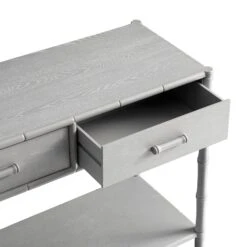 Elstowe Faux Bamboo 2-Drawer Console Table, Warm Grey -Daals XXCN 063 GREY detail2