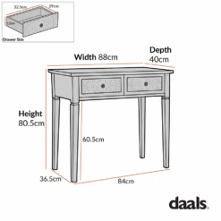 Chantilly Mid Grey Carved Console/ Dressing Table -Daals XXCNS 013 CHART