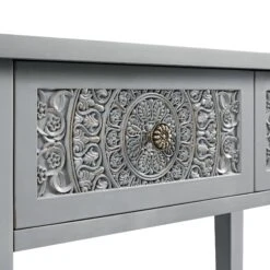 Chantilly Mid Grey Carved Console/ Dressing Table -Daals XXCNS 013 GREY detail1