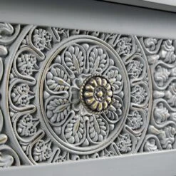 Chantilly Mid Grey Carved Console/ Dressing Table -Daals XXCNS 013 GREY detail3