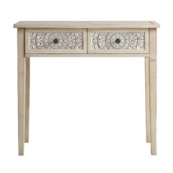 Chantilly Whitewashed Carved Console/ Dressing Table -Daals XXCNS 013 WHITEWASH WB1