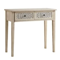 Chantilly Whitewashed Carved Console/ Dressing Table -Daals XXCNS 013 WHITEWASH WB2