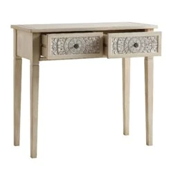 Chantilly Whitewashed Carved Console/ Dressing Table -Daals XXCNS 013 WHITEWASH WB3