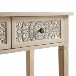 Chantilly Whitewashed Carved Console/ Dressing Table -Daals XXCNS 013 WHITEWASH detail1