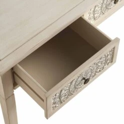 Chantilly Whitewashed Carved Console/ Dressing Table -Daals XXCNS 013 WHITEWASH detail2