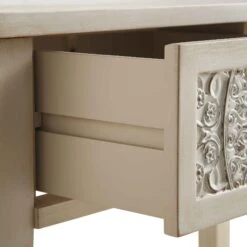 Chantilly Whitewashed Carved Console/ Dressing Table -Daals XXCNS 013 WHITEWASH detail3