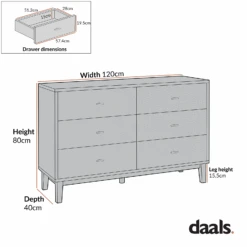 Bianca Chip Carved 6 Drawer Chest, Antique Bronze & Black -Daals XXCOD 010 CHART