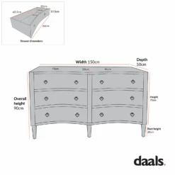 Thalia Concave Double Chest Of Drawers, Silver Oak -Daals XXCOD 024 CHART