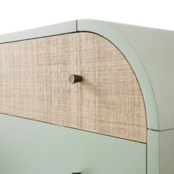 Maude Chest Of 6 Drawers, Muted Pistachio Ash With Raffia -Daals XXCOD 033 GREEN RAF detail3