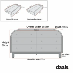 Maude Chest Of 6 Drawers, Natural Ash -Daals XXCOD 034 CHART