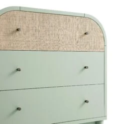 Maude Chest Of 3 Drawers, Muted Pistachio Ash With Raffia 24 Maude Chest Of 3 Drawers, Muted Pistachio Ash With Raffia -Daals XXCOD 035 GREEN RAF detail1