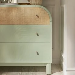 Maude Chest Of 3 Drawers, Muted Pistachio Ash With Raffia 16 Maude Chest Of 3 Drawers, Muted Pistachio Ash With Raffia -Daals XXCOD 035 GREEN RAF scene3