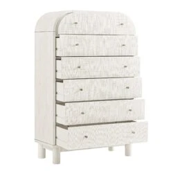 Maude Tall Chest, Washed White Ash With Raffia -Daals XXCOD 037 WHITE RAF WB3