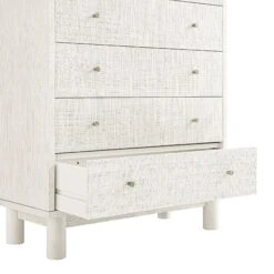 Maude Tall Chest, Washed White Ash With Raffia -Daals XXCOD 037 WHITE RAF detail2