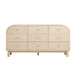 Maude 9 Drawer Chest, Natural Ash With Raffia